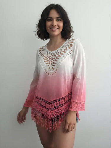 Camisa  Blusa Batik Puntilla Boho Hippie Chic Importada