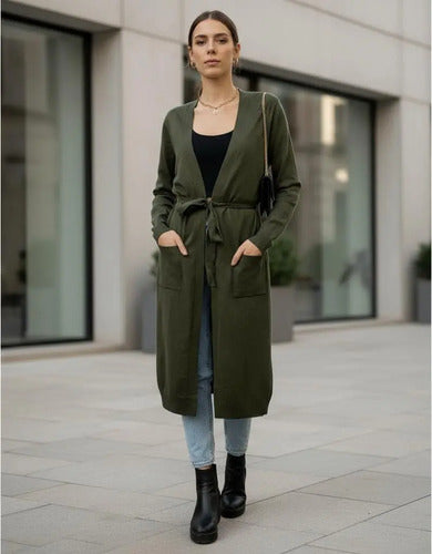 Cárdigan Saco Saquito Tejido Importado (cod. 37) Verde Musgo Liso Único