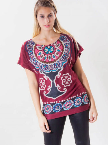 Remera Blusa Importada Estampada Lanilla Mandalas