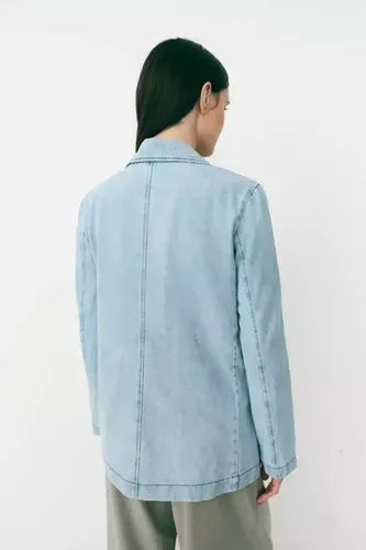 Saco Blazer De Jean Nuevo 2da Selección Celeste L Liso