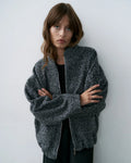 Campera Bomber De Bouclé Gris Oscuro Único Liso
