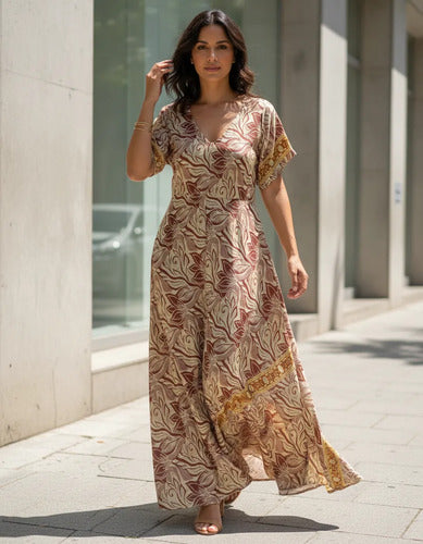 Vestido Largo Seda Boho Importado India Tipo Holi Rapsodia