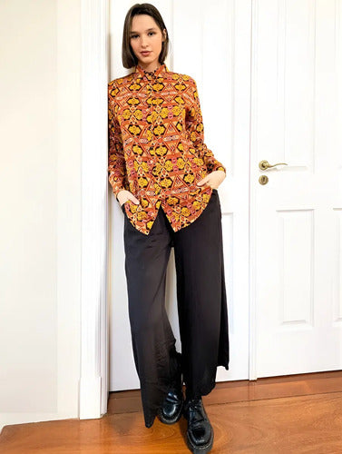 Camisa Camisola Marca Vestite Y Andate Ocre Geométrico 1