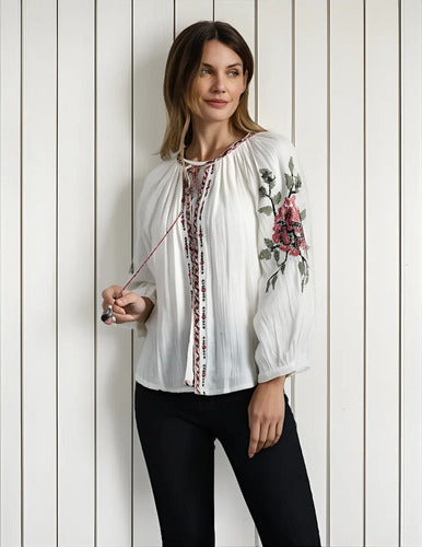 Saco Chaqueta Boho Importada Bordada Nueva De 2da Selección Crudo Bordado M