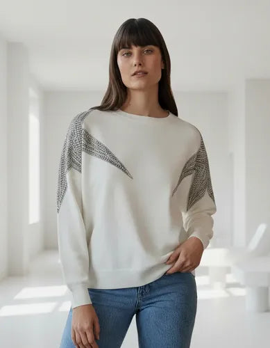 Sweater Tejido Estrella Importado Detalles Strass  Cod. 332 Rosa Único