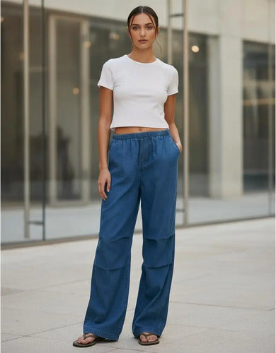 Pantalón De Jean Camisero Parachute Denim Modelo Amplio
