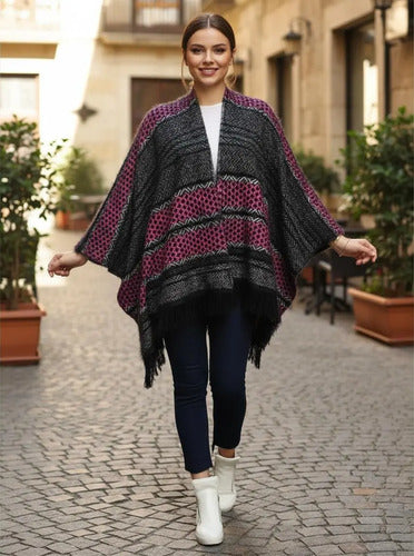 Poncho Saco Ruana Amplio Tejido Xxxl Pelo De Mono