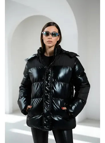 Campera Puffer Importada (cod.10) Negro L Liso
