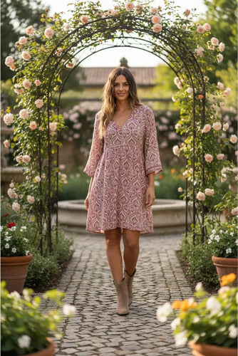 Vestido De Seda Hindú Corto Amplio Mangas Oxford Mod. 14