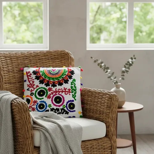 Funda De Almohadón Bordada Importada India 45 X 45