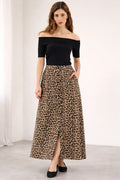 Pollera Larga Animal Print Abotonada