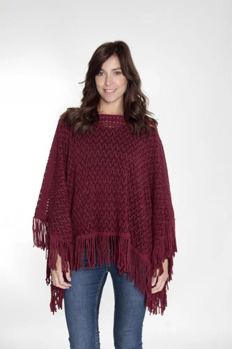 Poncho Ruana Tejido Importado Amplio Xxxl Verde Claro Con Blanco Único