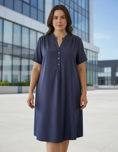 Vestido Cuello Mao Talle Grande Xl A 6xl