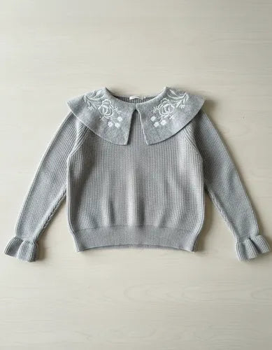 Sweater Tejido Folk  Modelo Amplio Cod. 05 Gris Liso Único