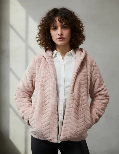 Saco Chaqueta De Piel Sintética Importado Extra Suave Rosa Unico Pelo Corto
