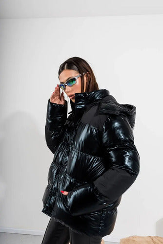 Campera Puffer Importada (cod.10) Negro L Liso