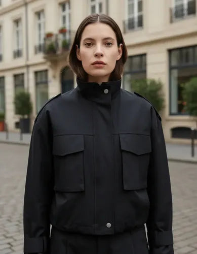 Campera De Sire Cargo Oversize Amplia Nueva 2da Seleccion Negro 42 Lisa