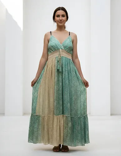 Vestido Sin Mangas Largo De India Con Lurex