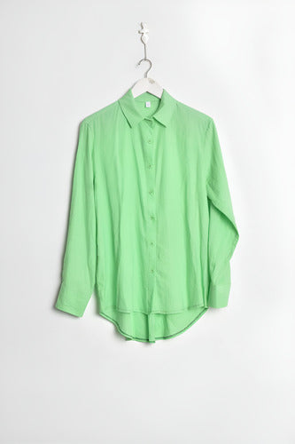 Camisa De Lino Manga Larga Modelo Grande Oversize