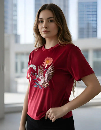 Remera De Chifón Bordada