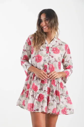 Vestido Con Volado Manga Larga De India