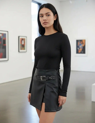 Pollera Mini Skort Eco Cuero (short/pollera)