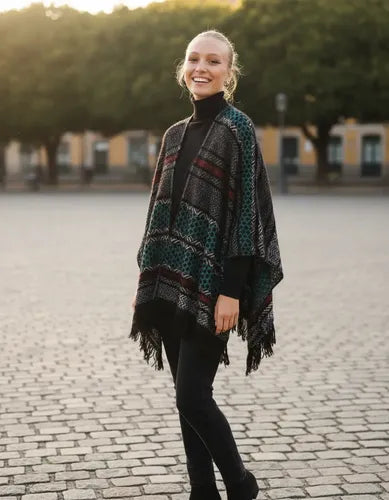 Poncho Saco Ruana Amplio Tejido Xxxl Pelo De Mono