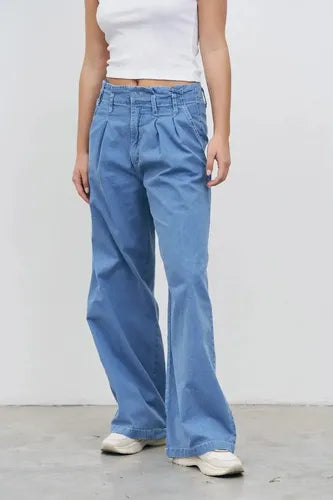 Pantalón Jean Ancho Denim Camisero