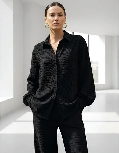 Camisa + Pantalón (conjunto) Chiffon Labrado Modelo Grande