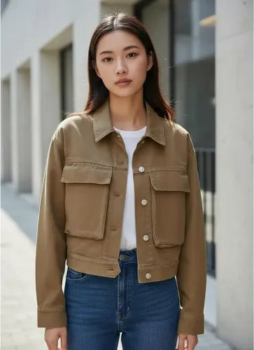 Campera Jean Cargo Denim Corta