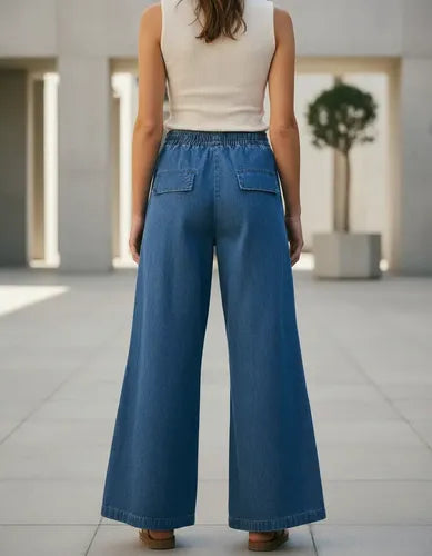 Pantalón Jean Oxford Denim Camisero Celeste Liso S