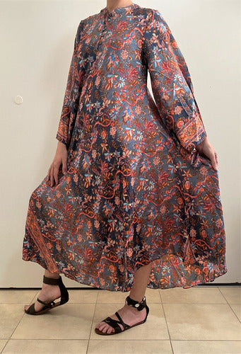 Vestido Mangas Oxford Importado Seda Hindú