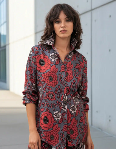 Camisa Camisola Viscosa Con Seda De Diseño Gris S