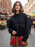 Campera De Gabardina Bomber Con Tachas Negro 40 Liso