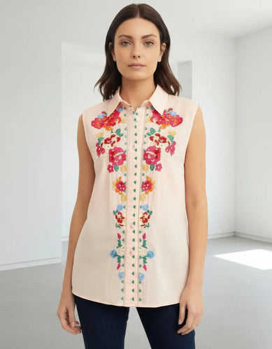 Blusa Camisa Importada Sin Mangas Bordada Estilo Vars