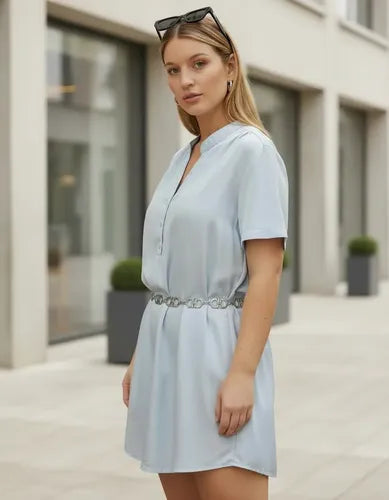 Vestido Cuello Mao Talle Grande Xl A 6xl