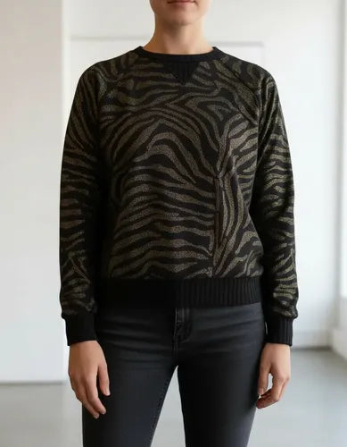 Buzo Con Diseño Lurex Único Negro Con Dorado
