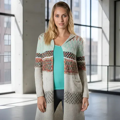 Saco Largo Tapado Tejido Importado Estilo Boho Folk