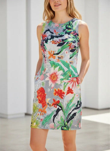 Vestido Solero Estampado India Gris Estampado M