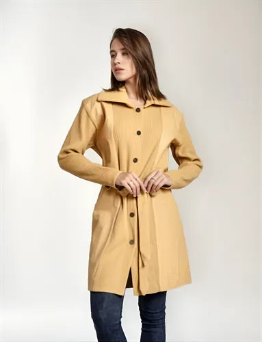 Tapado Trench Abrigo Con Eco Cuero