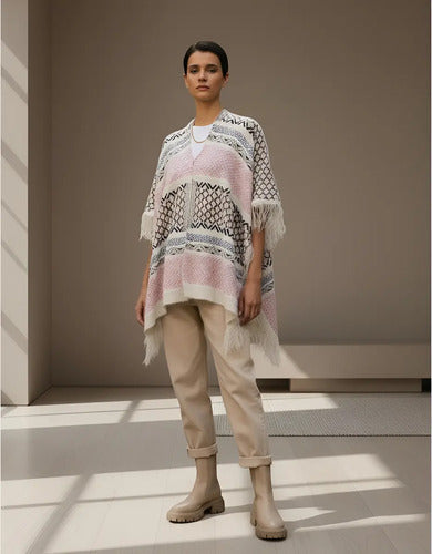 Ponchos Ruanas Sweaters Tejidos  Amplios  Rosa Tejido L