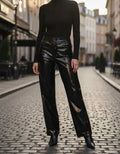 Pantalón De Charol Negro Liso 38