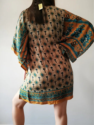 Vestido Blusa Túnica De Seda Hindú Importado Amplio Boho