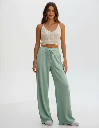 Pantalón Palazzo De Lino Básico