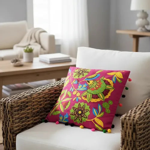 Funda De Almohadón Bordada Importada India 45 X 45