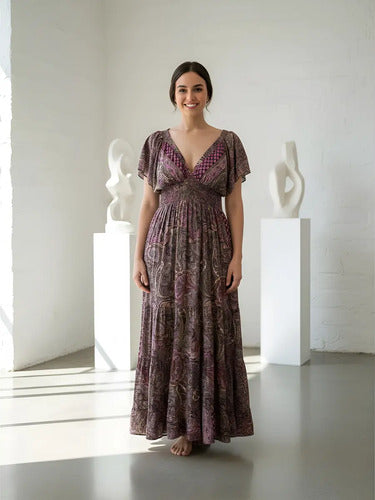 Vestido De Seda Hindú Largo Mod. 14