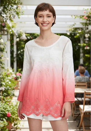 Blusa Camisa  Importada Batik  Puntilla Boho Hippie Chic