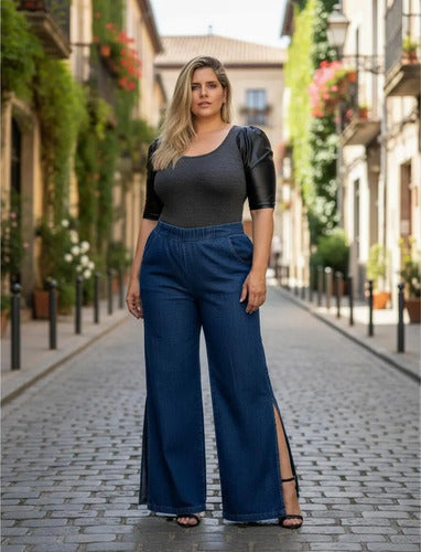Remera  Modal Mangas Princesa De Eco Cuero Talle Grande