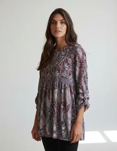 Camisa Blusa Tunica Importada Boho Hippie Chic  Azul L