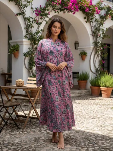 Vestido Mangas Oxford Importado Seda Hindú